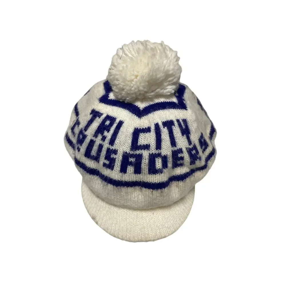 White Tri City Crusaders Cap Beanie puff